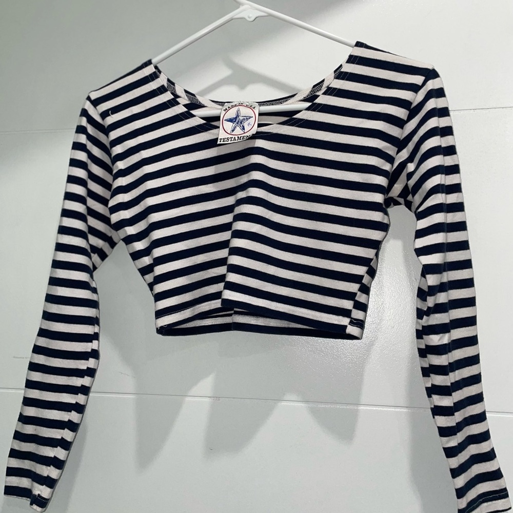 Striped Long Sleeve Crop Top